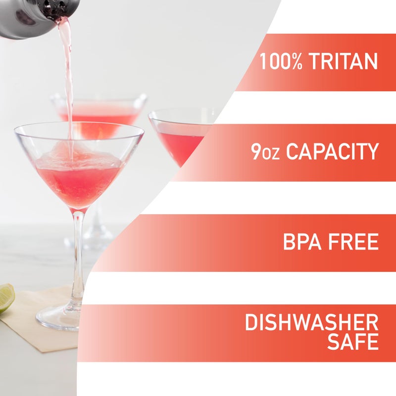 DECO D'Eco Unbreakable Tritan Martini Glasses, 9 oz (Set of 4)- Crystal-Clear, BPA-Free Glasses for Espressos & Dirty Martinis - Cocktail Glasses for Entertaining & Holiday Parties- Xmas Must Have Gift Set - Image 2